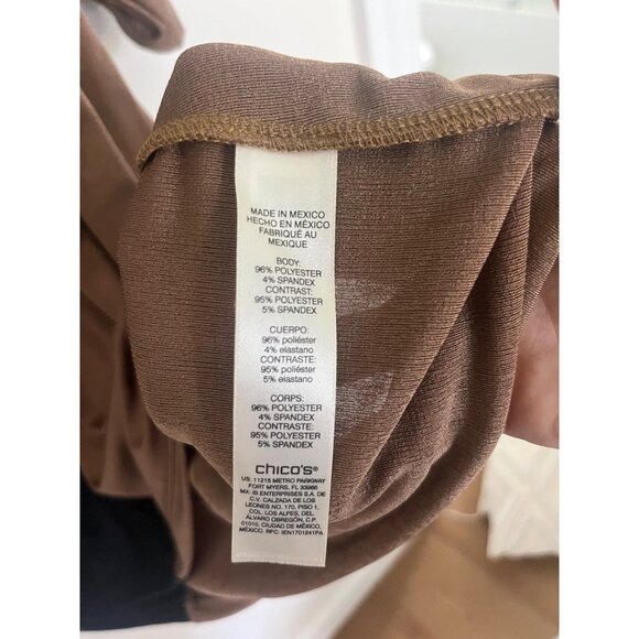 Chico's Easywear Womens Colorblock Top Black Bronze Stretch Top Sz XL - Picture 5 of 8